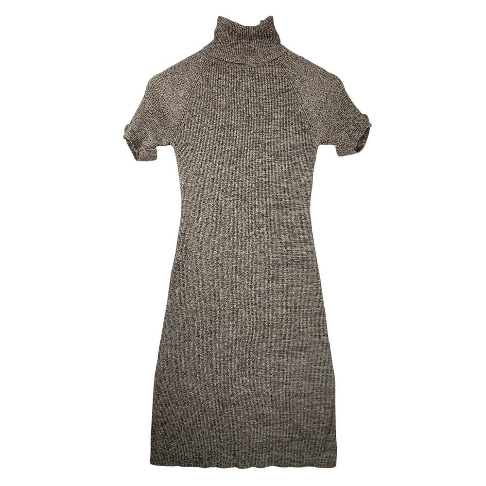 Moda International Y2K Sweater Dress Women’s SZ S Brown Heather Turtleneck Knit